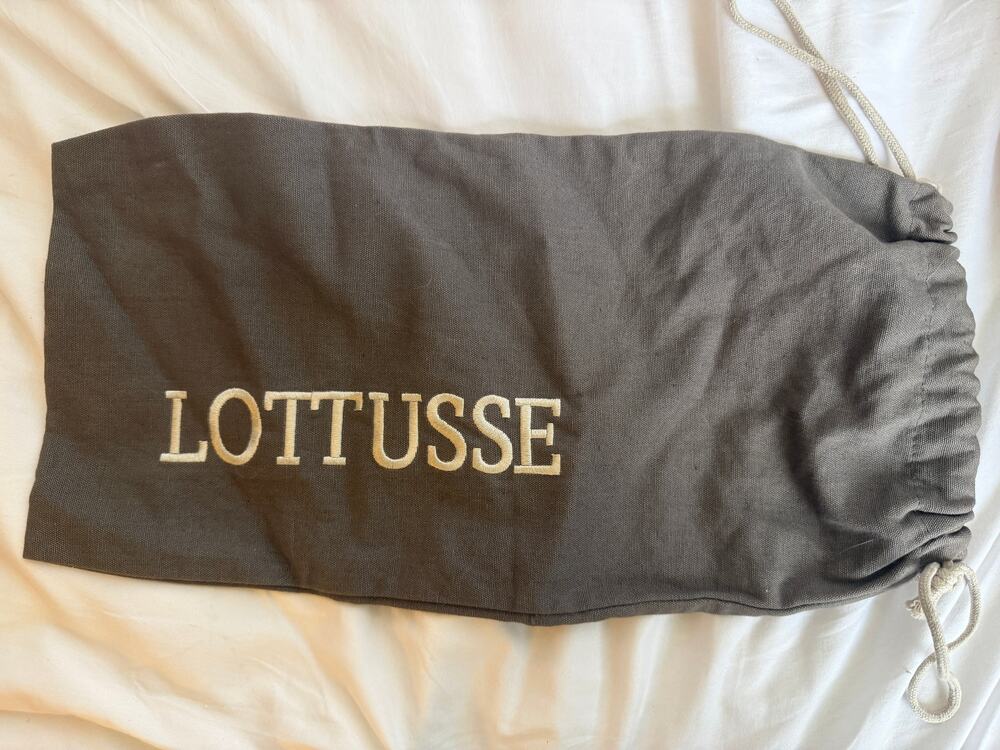 Lottusse Brown Drawstring Shoe Dust Bag Embroidered Logo 15 x 7